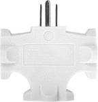 Projectpak 3 Outlet T Shaped Wall Plug Grounding Adapter Splitter Extender – Durable Grounded Power Tap | 3 Pack (White)