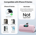 Mini Portable Charger USB C Power Bank,Upgraded 5000mAh PD Fast Charging Battery Pack Built-in USB-C Connector Travel Essential for iPhone17/17Pro/17Pro Max/Air/16 Plus/16Pro Max/15 Series,Android etc