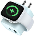 Charging Blocks for Apple Watch, 3-in-1 PD 20W USB C Charger Block with Built-in Wireless Watch Charging, Dual Ports Wall Charger Compatible with iPhone,iWatch,Blue