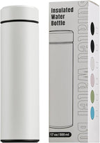 PARACITY Insulated Water Bottle, 15 oz Stainless Steel Water Bottles, Double Wall Vacuum Hot Drinks Insulated bottle, Metal Water Bottle Keeps Hot for 12 Hrs, Cold for 24 Hrs, for Coffee, Tea (white)
