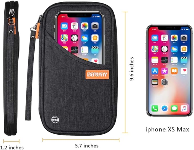 defway Passport Holder Travel Wallet - Family Passport Holder of 4, RFID Blocking Passport Wallet for Men Women, Travel Essentials for Flying, BLACK