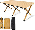 Rollingsurfer Folding Camping Table, Lightweight Roll-Up Table Aluminum Low Portable Picnic Table with Easy Carrying Bag for Outdoor, Beach, Picnic, Backyards, BBQ and Party, 45.2"L x 23.6"W x 17.3"H