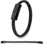 SEANADO Leather Bracelet Charger USB Charging Cable Braided Cords USB Portable Travel Charger for Mens Womens Compatible with iPhone 11 XS MAX Android Samsung (Type-c for Android, S(7'87''))