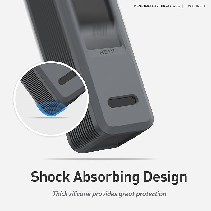 SIKAI CASE Silicone Case for Anker Prime Power Bank 9,600mAh 65W Raised Edges Design for AC Plug Integrated Dust Plug Precise Opening Compatible with Anker 65W Prime Power Bank Protective Case (Gray)