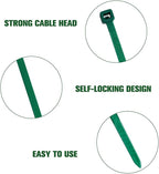 Zip Ties Assorted Sizes(4”+6”+8”+12”), 400 Pack, Green Cable Ties,Multi-Purpose Self-Locking Nylon Cable Cord Management,Plastic Wire Ties for indoor and outdoor use.