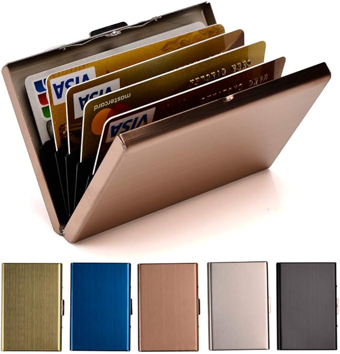 EASTNIGHTS RFID Credit Card Holder Metal Wallet Stainless Steel Credit Card Protector Case Business Card Holder for Men or Women