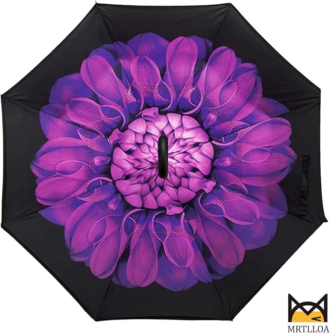 MRTLLOA 40/49/56 Inch Oversize Windproof Inverted Reverse Upside Down Umbrella, Golf Size Rain Umbrella, Double Layer, C-Shaped Handle for Men, Women and Kids