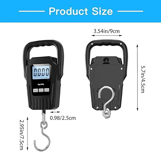 Digital Luggage Scale 110lb/50kg, Portable Hanging Scale with Large Backlit LCD Display, Tare & Hold Function, for Travel and Fishing