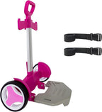 Rolling Backpack Cart, Foldable Aluminum Trolley with 3-Height Adjustable Handle, Lightweight All-Terrain Backpack Carrier for Travel, Commuting & Daily Use – Rose Pink, Quiet Large Wheels