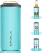 3 in 1 Slim Can Cooler for 12 OZ Skinny Can, Standard Can & Beer Bottle - Keep Cold for 6 Hours - Double Walled Insulated Stainless Steel Vacuum Beverage Can Insulator (Aqua)