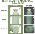 ASEVAT 8.8oz 4Pcs Green Plastic Refillable Travel Shampoo and Conditioner Bottles Plastic Refillable Travel Shampoo Bottles with Flip Cap Shampoo and Conditioner Dispenser