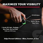 Sabre 2-in-1 Clip-On Personal Alarm with LED Safety Light, 120dB Alarm, Audible Up to 1,300-Feet (395-Meters