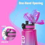 Sahara Sailor Water Bottle, 32/25/17oz Durable and Leakproof Water Bottles Motivational with Time Marker, Tritan, BPA Free, Wide Mouth with Easy Clean Brush for Gym, Travel, School, Office (1 Bottle)