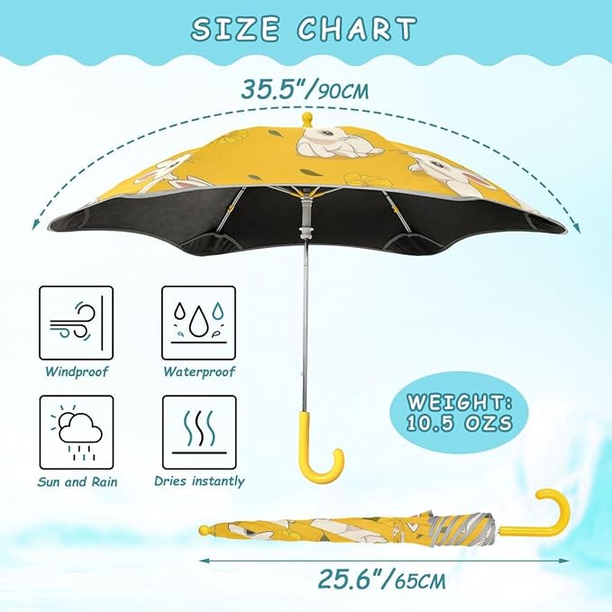 ALAZA Kids Umbrella Stick Umbrellas Cute Umbrella for Boys Girls Toddler UV/Sun Rain Windproof