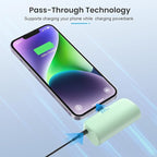 [2 Pack]Mini Portable Charger for iPhone,5200mAh Ultra-Compact Fast Charging Power Bank Cordless Cute Small Battery Pack Compatible with iPhone 14/14 Pro Max/13/12/11/XR/8/7/6(Pink+Light Green)
