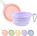 Collapsible Dog Bowls 2-Pack, Portable Travel Dog Bowl with Carabiner, Food-Grade Silicone Pet Bowl for Hiking, Walking (Macaron Pink and Violet)
