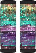 2 Pack Decorative Mosaic Purple and Teal Luggage Handle Wraps Suitcase Tags Identifiers for Travel Accessories