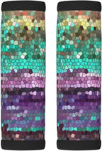 2 Pack Decorative Mosaic Purple and Teal Luggage Handle Wraps Suitcase Tags Identifiers for Travel Accessories
