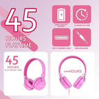 Kids Bluetooth Headphones,Lightweight Kids Headphones Wireless,85/94dB Safe Volume,40H Playtime,Fast Charging,Bluetooth 5.3,Over Ear,Toddler Headphone Built-in Mic for School/Tablet/Travel (Pink)