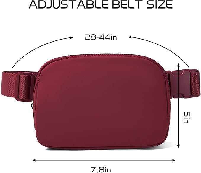 Belt Bag Fanny Pack Crossbody Bags for Women Fashion Waist Packs with Adjustable Strap Gifts for Women Men Teen Girls (Wine)