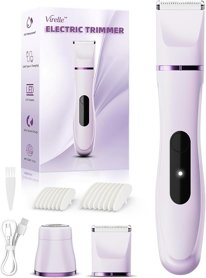 Hair Removal Epilators Bikini Trimmer for Women, Painless Waterproof Electric Foil Shaver Razors for Facial Leg Body Armpit, Ceramic Blade with USB Charging Dock, Travel Grooming Gift for Her, Purple