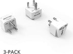 BESTEK India, South Africa Travel Plug Adapter, Grounded Universal Type D Plug Adapter India to US Adapter - Ultra Compact for India, Sudan, Pakistan and More, 3 Pack
