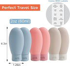 Travel Bottles for Toiletries 6 Pack, Leakproof 2 oz Tsa Approved Travel Size Containers, BPA Free Plastic Shampoo and Conditioner Bottles, Camping Travel Essentials (Multicolor - A)
