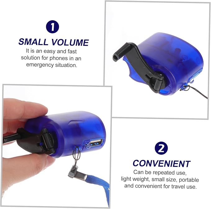 Housoutil 5pcs Hand Crank USB Charger Emergency for Cell Phone Power Bank Mix Connectors USB Cable