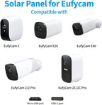 Solar Panel Charger Compatible with Eufycam 2C/2C Pro/E40/E20/2/2 Pro/E, 5V 5W Continuously Charging, 9.8ft Cable, Weatherproof (1Pack)