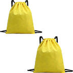 2-Pack Waterproof Drawstring Backpacks, Soccer-Texture Oxford Fabric, 16.9" × 13.8", Lightweight 0.19 lb Each, No Eyelets, Gym & Marathon Gear Sacks(Yellow)
