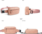 LATMAP 2L Fanny Packs Everywhere Belt Bag Small Fashion Crossbody Waist Pack Faux Leather Waterproof Sling Chest Bag For Women Trendy Pink