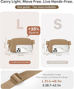 Pritent Fanny Packs for Women Cross Body Bag Waterproof Belt Bag with Adjustable Strap and Zipper Back Pocket Small Crossbody Bags Fashion Waist Packs for Workout Travelling(Khaki, Large)