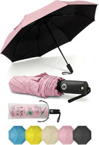 BAODINI Compact Travel Umbrella Small Windproof Auto Open Close for UV Sun Protection UPF 50+ and Rain Fits Backpack Purse & Suitcase