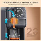 Multi-Capsule Espresso 4in1 Coffee Maker,Single Serve Coffee Machine for Nespresso,Dolce Gusto,ESE Pods & Ground Coffee or Hot Water,Smart & Compact Design in Any Space,20Bar,CM-C05A