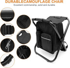 YESIACE Portable Folding Camping Stool, Backpack with Cooler Bag, Hiking Seat, Outdoor Fishing Hunting Gifts, Black