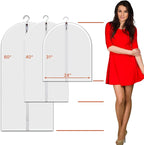 12-Pack Hanging Garment Bags - 31 Inch Clear Clothes Storage Covers with Full Zipper | Translucent Dust-Proof Organizers for Closet, Travel, Kids Clothes & Seasonal Wardrobe Protection