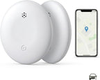 2-Pack Bluetooth Item Finder | Keys Luggage Wallet Locator for iOS & Android | No GPS, Shows Last Known Location | No Monthly Fee | IP67 Waterproof | 1-Year Battery (White)