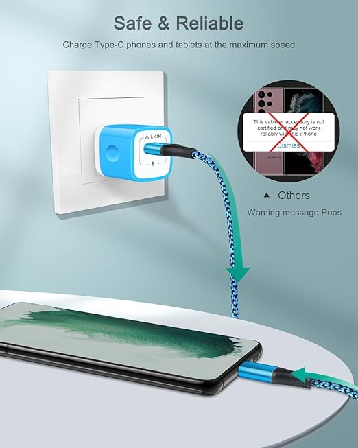USB C Charger Cable for iPhone 17 Pro Max/Plus/Air/16e, Fast Charging USBC Cord for Android & iPhone 16e, 16 Pro Max 15 Pro, Samsung Galaxy S25 Ultra S24 A17 A16, Google Pixel 9a, 10 Pro, USB-C Wire