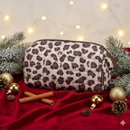 BAGSMART Makeup Bag Travel Toiletry Bag, Puffy Padded Make Up Bags for Women Makeup Organizer Case, Wide-open Pouch Purse Travel Essentials Toiletries Accessories Brushes, Leopard
