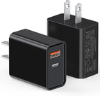 20W USB C Wall Charger for iPhone 17/16/15/14/13/13 Mini/13 Pro Max/12/12 Pro/12 Pro Max Cube, 2 Pack Dual Port Fast Charging Brick Block Plug Box Base Adapter for iPad, iPod, Watch Series 8 7, Black