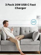 iPhone 17 16 15 Charger Fast Charging 20W Apple USB C Adapter Fast Charger Comes with 3FT C to C Woven Charging Cable Compatible with iPhone Air/17 Pro Max/16 Pro/16e/15 Plus,iPad Pro/Air/Mini,AirPods