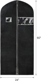Syeeiex 60'' Dress Bags for Gowns, Set of 4 Garment Bag for Hanging Clothes, Dress Garment Bag, Dustproof and Keep Closet Tidy, Perfect for Suit Evening Dresses Fur Coat Long Dress Gown(Black&Grey)