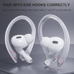 AirPods Ear Hooks - Upgraded Anti Slip Sports Clip Hooks for AirPods 1, 2, 3, 4, Pro and Pro 2 Transparent