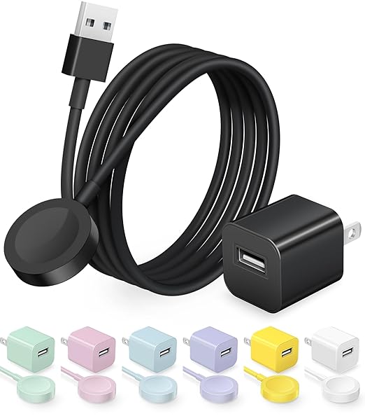 Fast Charger for Apple Watch Charger, 3.2FT Wireless Fast Charging Cord with Wall Chargers Plug Block Compatible with Apples Watchs Series 10/9/8/7/SE/6/5/4/3/2/1（Black）
