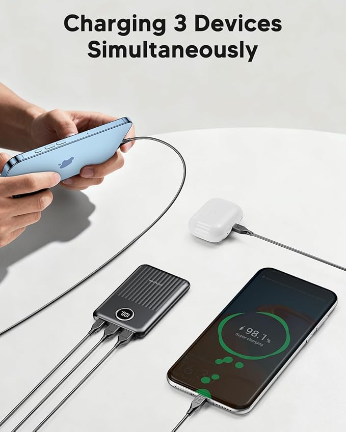 Portable Charger,Ultra Slim 10000mAh 22.5W Power Bank,USB C in/Output Fast Charging Mini Battery Pack Compatible with iPhone 17 16 15 14 Samsung S23 S22 S21 Google iPad etc (Black)