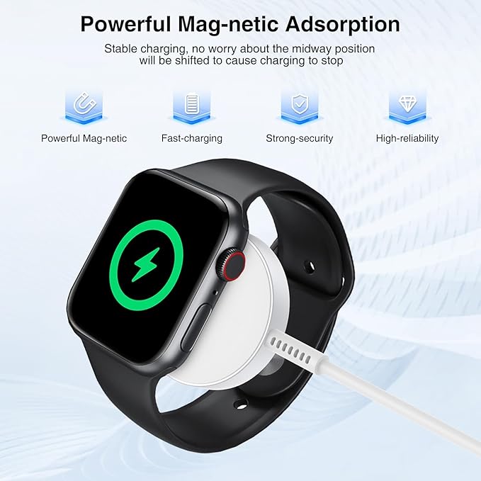 1Pack for Apple Watch Charger Cable, 3FT USB C to Magnetic Fast i-Watch Charging 20W, Compatible with Watch Series Ultra/9/8/7/6/SE/SE2/5/4/3/2 - White