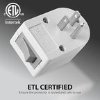 Fosmon Grounded Outlet with ON/Off Switch, 3 Prong Electrical Plug Outlet Extender Switch, 245J Single Port Power Adapter Surge Protector, 15A Circuit Breaker, White, ETL Listed