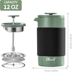 French Press – 350ml Stainless Steel Coffee Press, 2 Cup Cafetiere for Ground Coffee, Portable French Press