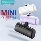 Kuulaa Portable Charger USB C with Built-in USB-C Plug, 4500mAh Mini Power Bank Small Battery Pack for iPhone 15/16,Samsung S22/S23 & Android (Pink)
