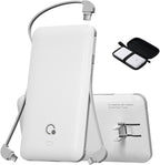 Brand Q Portable Charger with Built-in Cables and AC Wall Plug,Slim USB C Travel Essential Power Bank 10000mAh,External Battery Pack Compatible with iPhone,Samsung,Tablet and All Smart Phones